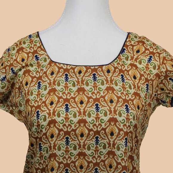 Stylish Brown Cream Printed Kurta Style | Muvvas Boutique - Picture 3 of 5